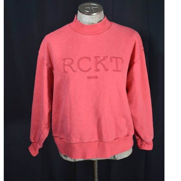 Rocket X Lunch Pink Cropped Mock Neck Oversized Sweatshirt - S - Picture 1 of 4